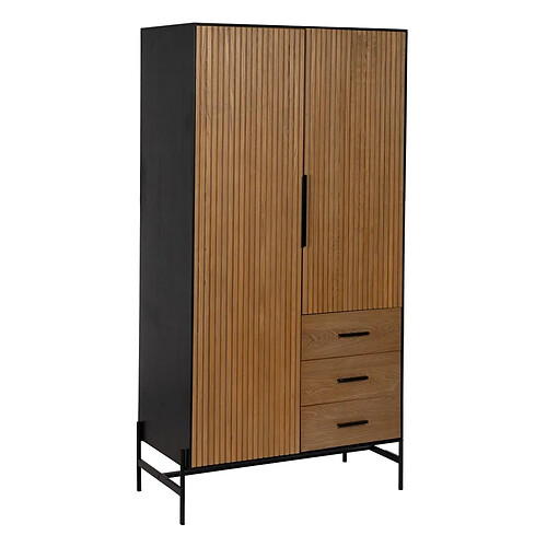 BigBuy Home Buffet ORLEANS Noir Naturel Fer Bois MDF 104 x 53 x 203 cm