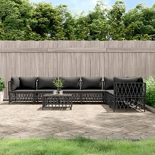 vidaXL Salon de jardin 8 pcs avec coussins anthracite acier