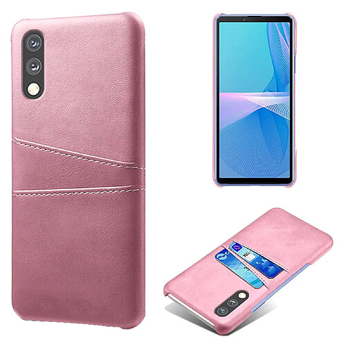 Coque en TPU + PU anti-rayures, avec deux porte-cartes or rose pour votre Sony Xperia Ace 2