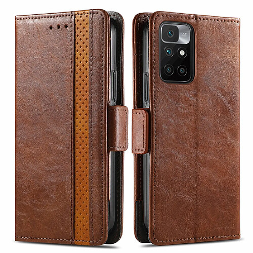 Etui en PU + TPU anti-chute avec support marron foncé pour votre Xiaomi Redmi 10/10 Prime