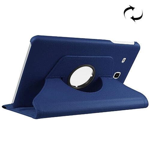 Wewoo Housse Étui bleu foncé pour Samsung Galaxy Tab E 9.6 / T560 / T561 Litchi Texture Horizontal Flip solide couleur en cuir avec 360 degrés support de rotation