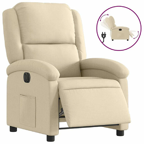 Maison Chic Fauteuil Relax pour salon, Fauteuil inclinable électrique Crème Tissu -GKD65847