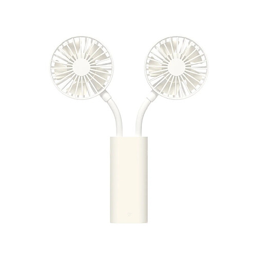 Refroidisseur d'air de Ventilateur de Refroidissement USB Rechargeable à Double tête Pliable Portatif - Blanc