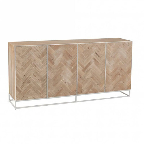 Inside 75 Buffet MOUNIE 4 portes Motifs chevron naturel clair / Pieds métal blanc