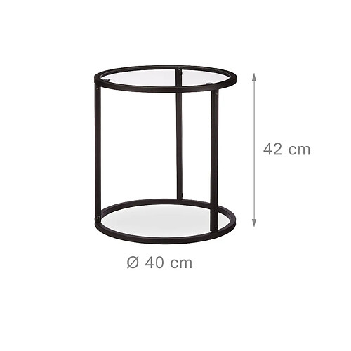 Helloshop26 Lot de 2 tables basse d'appoint verre gigogne noir 13_0002660