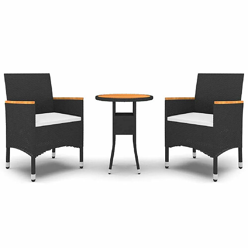 Maison Chic Mobilier à dîner 3 pcs de jardin - Ensemble table et chaises d'extérieur - Salon/Mobilier de jardin classique Résine tressée Noir -MN34568