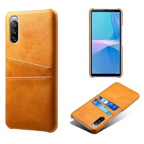 Coque en TPU + PU avec double porte-cartes orange pour votre Sony Xperia 10 III