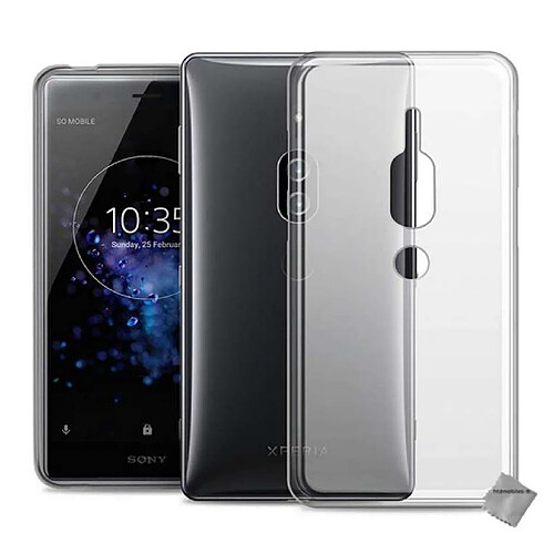 Htdmobiles Coque silicone gel fine pour Sony Xperia XZ2 Premium + film ecran - BLANC TRANSPARENT