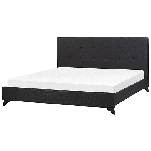 Beliani Lit double 180x200 cm en tissu noir AMBASSADOR