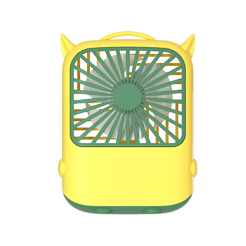 (Jaune) Mini Pales de Ventilateur de Charge Portatives Usb Style de Dessin Animé de Conception de Cou Suspendu Portable