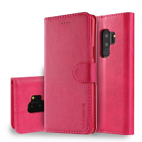 Wewoo Housse Coque Pour Galaxy S9 Plus LC.IMEEKE Calf Texture en cuir à rabat horizontalavec support et fentes cartes et portefeuille Rose rouge