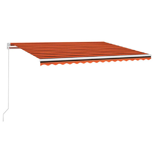 Maison Chic Auvent manuel rétractable,Store manuel de porte avec LED 400x300 cm Orange et marron -GKD86318