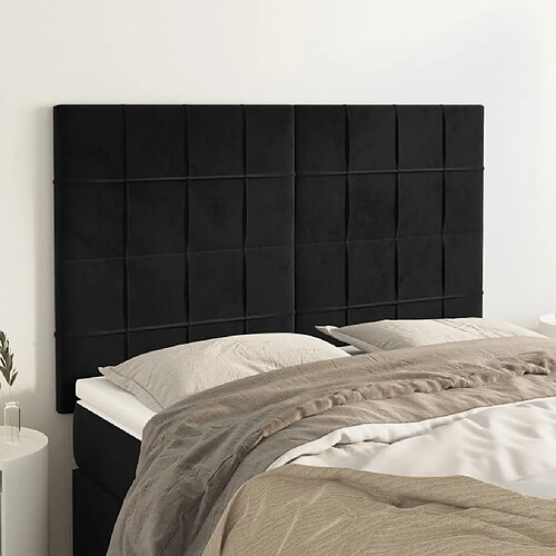 vidaXL Têtes de lit 4 pcs Noir 72x5x78/88 cm Velours