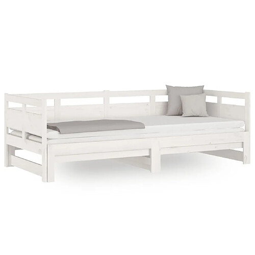 Maison Chic Lit d'appoint blanc bois de pin massif 2x(90x200)cm,Lit coulissant Lit de repos -GKD69625