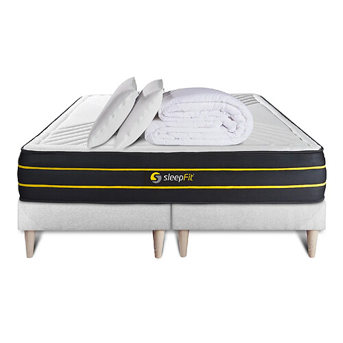 Sleepfit Pack matelas ULTRA 180x200 + double sommiers blanc 90x200 + Couette + 2 oreillers