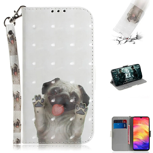 Wewoo Coque Fashion Étui en cuir à rabat avec dessin couleur 3D porte-cartes et fentes pour cartes et portefeuille Redmi Note 7 Carlin