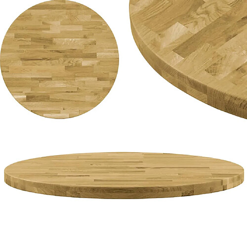 vidaXL Dessus de table Bois de chêne massif Rond 44 mm 400 mm