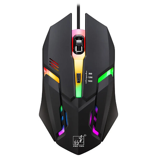 Wewoo Souris K2 USB Rétroéclairage LED 1600DPI optique de jeu filaire réglable à trois vitesseslongueur 1,3 m