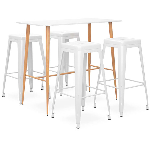 vidaXL Ensemble de bar 5 pcs Blanc