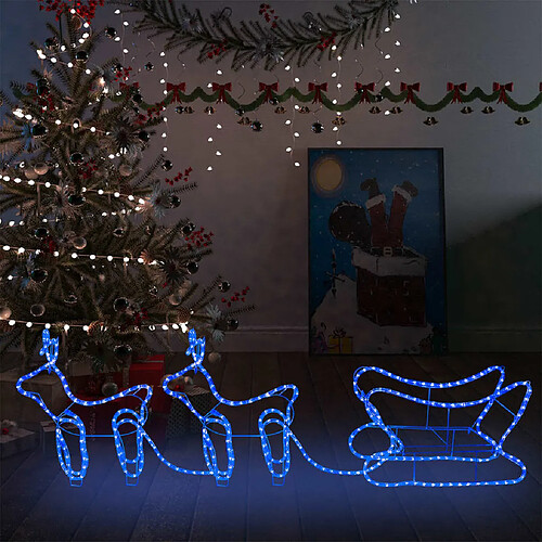 vidaXL Décoration de Noël d'extérieur Renne et traîneau 576 LED