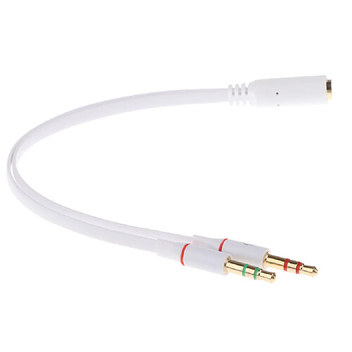 Audio stéréo de 3,5 mm 1 femelle à 2 écouteurs mic y splitter câble blanc