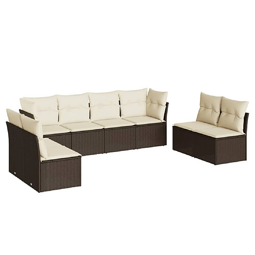 Maison Chic Salon de jardin 8 pcs avec coussins | Ensemble de Table et chaises | Mobilier d'Extérieur marron résine tressée -GKD85609