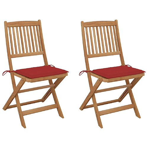 vidaXL Chaises pliables de jardin lot de 2 avec coussins Bois d'acacia