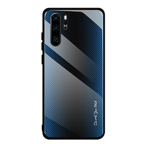 Wewoo Coque Pour Huawei P30 Pro étui de protection en verre dégradé de texture bleu