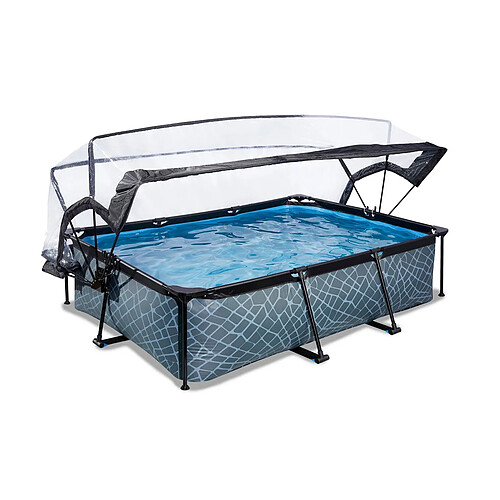 Piscine tubulaire Stone rectangulaire 2,20 x 1,50 x 0,65 m avec dôme - Exit Toys