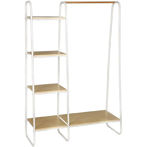 Helloshop26 Portant avec étagère en métal et bois 150 cm blanc 19_0000150