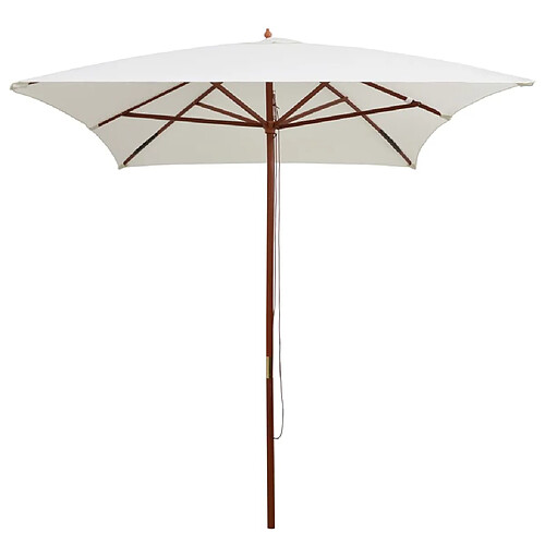 Helloshop26 Parasol avec poteau en bois 200 x 300 cm blanc crème 02_0008138