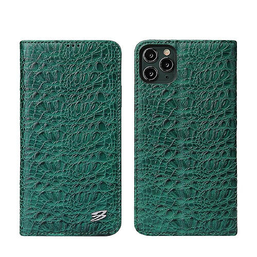 Wewoo Coque Pour iPhone 11 Pro Crocodile Texture PC + TPU Housse en cuir à rabat horizontal avec support et fentes cartes et portefeuille vert