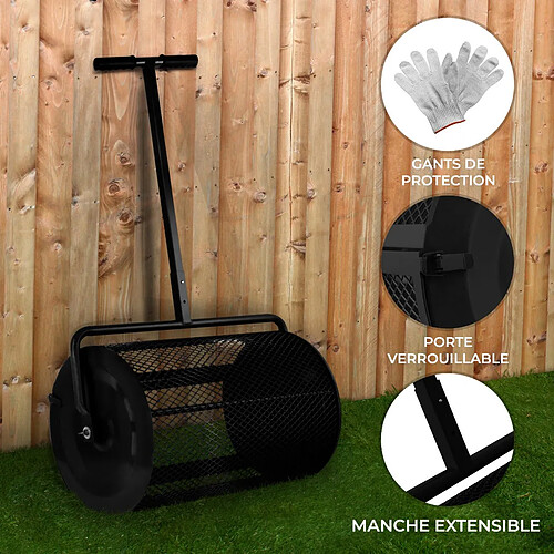 Monstershop Rouleau Epandeur à Compost 80 L – Noir