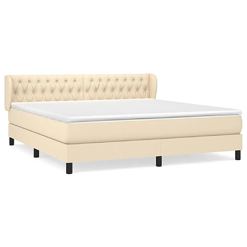 Maison Chic Lit adulte- Lit + matelas,Sommier à lattes de lit avec matelas Crème 180x200 cm Tissu -GKD92277