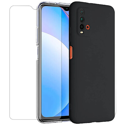 Film protecteur verre trempé pour Xiaomi Redmi 9T 6.53" + Coque de protection noir souple - VISIODIRECT -