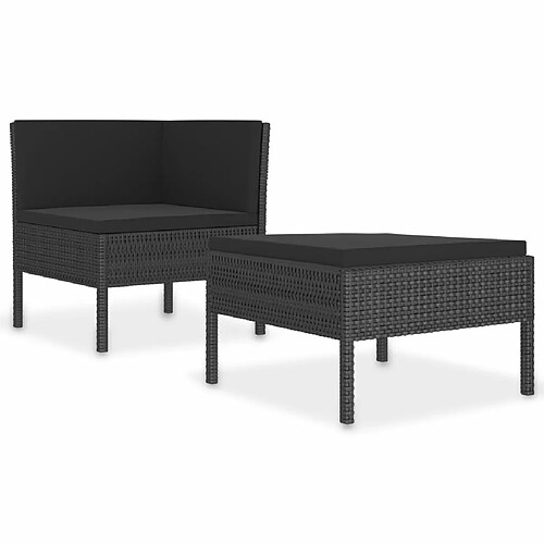 Maison Chic Salon de jardin 2 pcs avec coussins - Table et chaises d'extérieur - Mobilier/Meubles de jardin Moderne Résine tressée Noir -MN48386