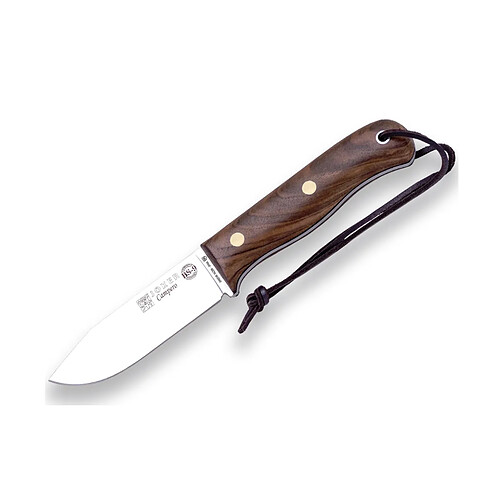 Couteau de sport "Campero" Joker CN118-P, lame de 10,5 cm, total 22,5 cm, mango Noyer, étui en cuir brun, comprend un silex, Outil pour la pêche, la chasse, le camping et la randonnée