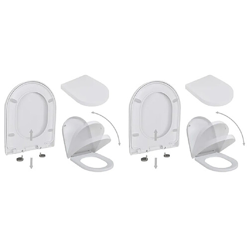 vidaXL Abattant WC avec frein de chute 2 pcs Plastique Blanc