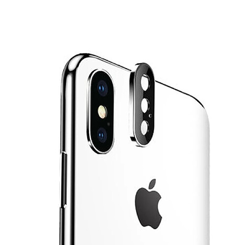 Wewoo Film de verre trempé de protecteur d'objectif de caméra en métal d'alliage titanique pour iPhone XS Max Argent