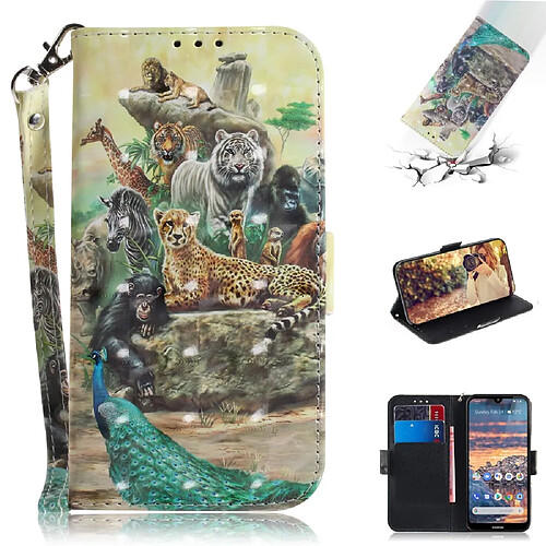 Etui en PU motif imprimé spot de lumière le monde animal pour votre Nokia 4.2