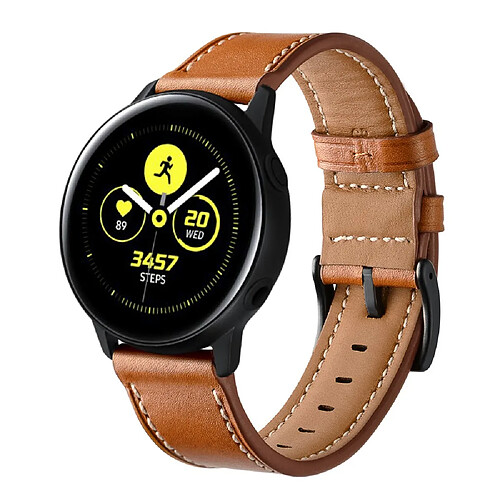 Bracelet en cuir véritable marron pour votre Samsung Galaxy Watch Active1/Active2 40mm/44mm