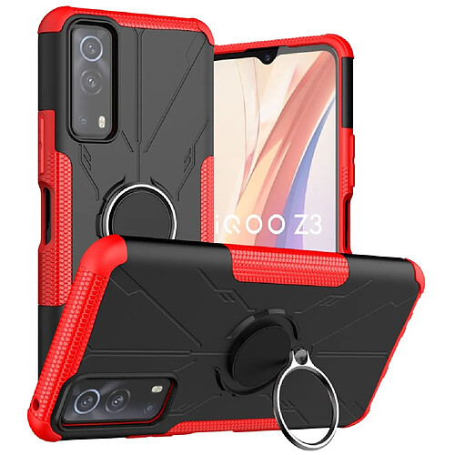 Coque en TPU antichoc, anti-chute avec béquille pour votre Vivo iQOO Z3/Y72 5G/Y53s - rouge