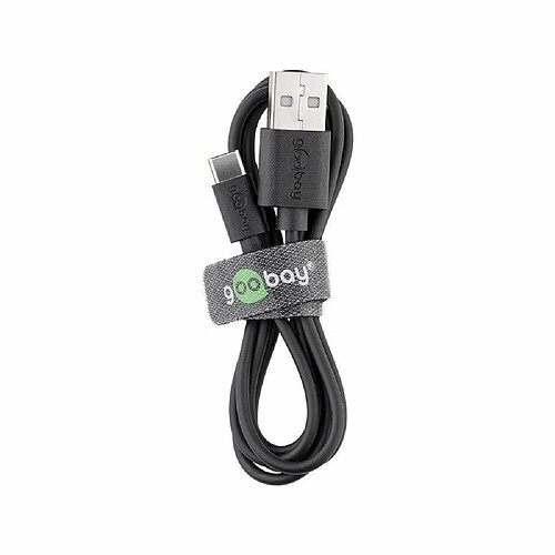 Goobay 38675 Câble de Chargement et de Synchronisation USB-C, USB-A > USB-C, Noir, 0.1m Longueur de Câble