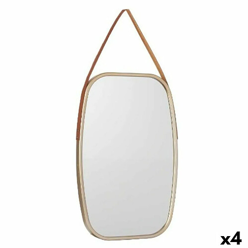 Gift Decor Miroir mural Marron champagne Verre Cuir Synthétique 43 x 65 x 3 cm (4 Unités)