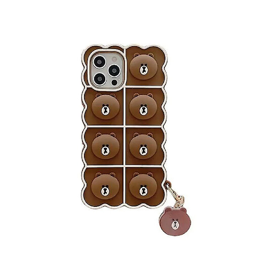 Universal Push bulle mignon de forme d'ours mignon casse en silicone pour iPhone 11 Pro Max