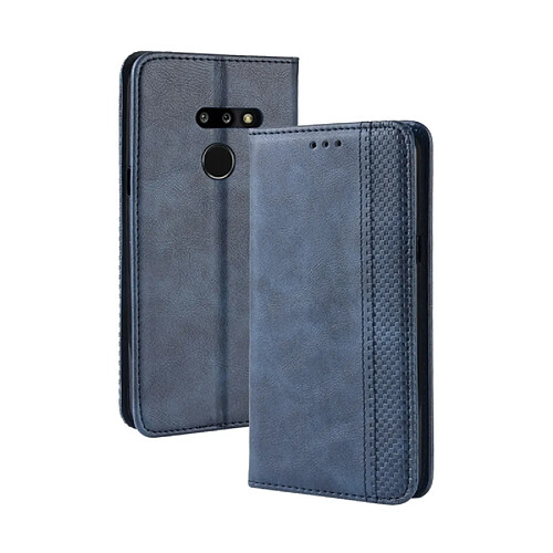 Wewoo Housse Coque Étui en cuir à boucle magnétique avec texture rétro et pour LG G8 ThinQ, support emplacements pour cartes porte-monnaie (bleu)