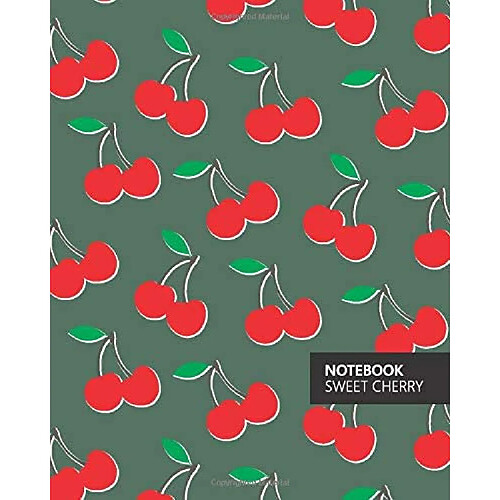 Atma Sweet Cherry Notebook: (Green Edition) Fun notebook 192 ruled/lined pages (8x10 inches / 20.3x25.4 cm / Large Jotter)