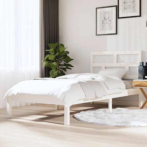 vidaXL Cadre de lit sans matelas blanc bois massif