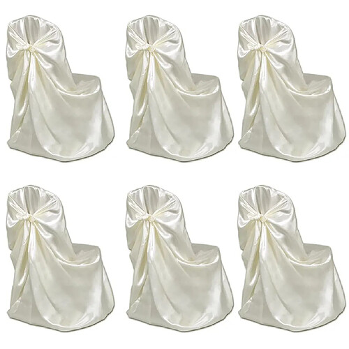 Decoshop26 Housse de chaise crème pour le banquet de mariage 6 pièces DEC022482