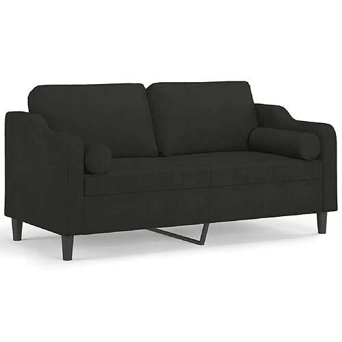 Maison Chic Canapé 2 places avec oreillers,Sofa de Salon,Canapé droit décoratifs noir 140 cm tissu -GKD909799